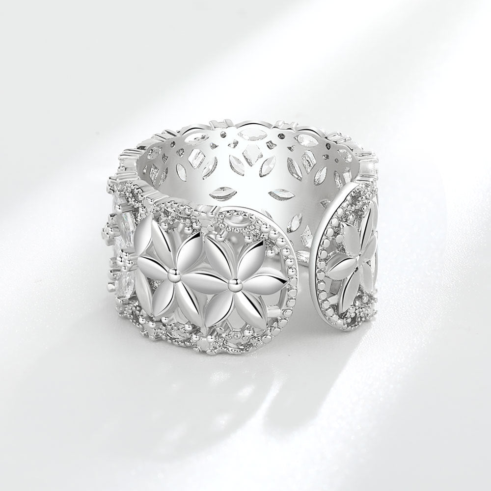 Design Flower Zircon Female Light Luxury Rings