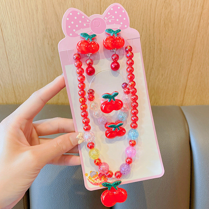 Costume à pince d'oreille Belle rose pour enfants, petits colliers de princesse