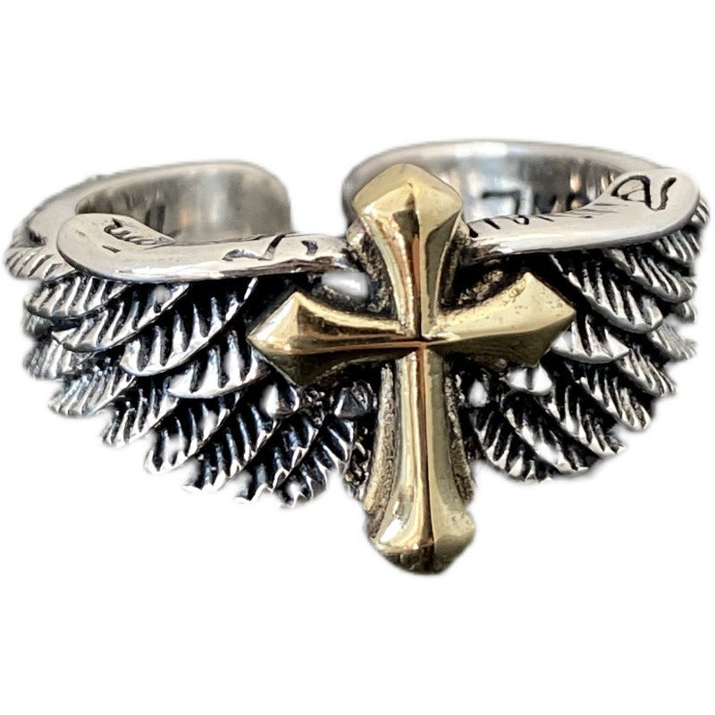 Men's Retro Angel Cross Trendy Unique Hip Hop Style Open Rings