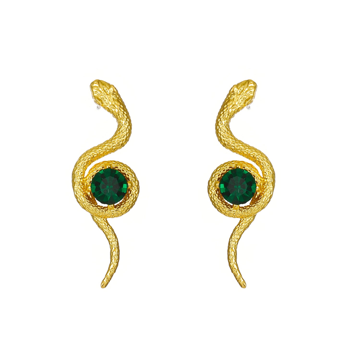 Women's Snake-shaped Retro Fashion Emerald Winding Simulated Snakes Earrings