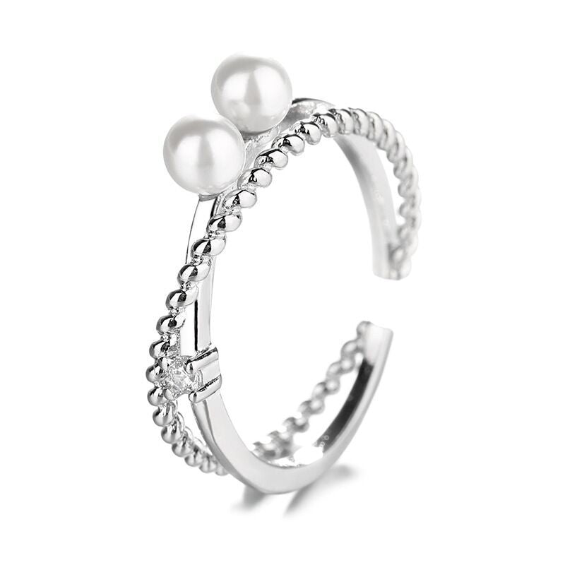 Women's Fashion Personality Affordable Luxury Double Layer Rhinestone Cross Ring