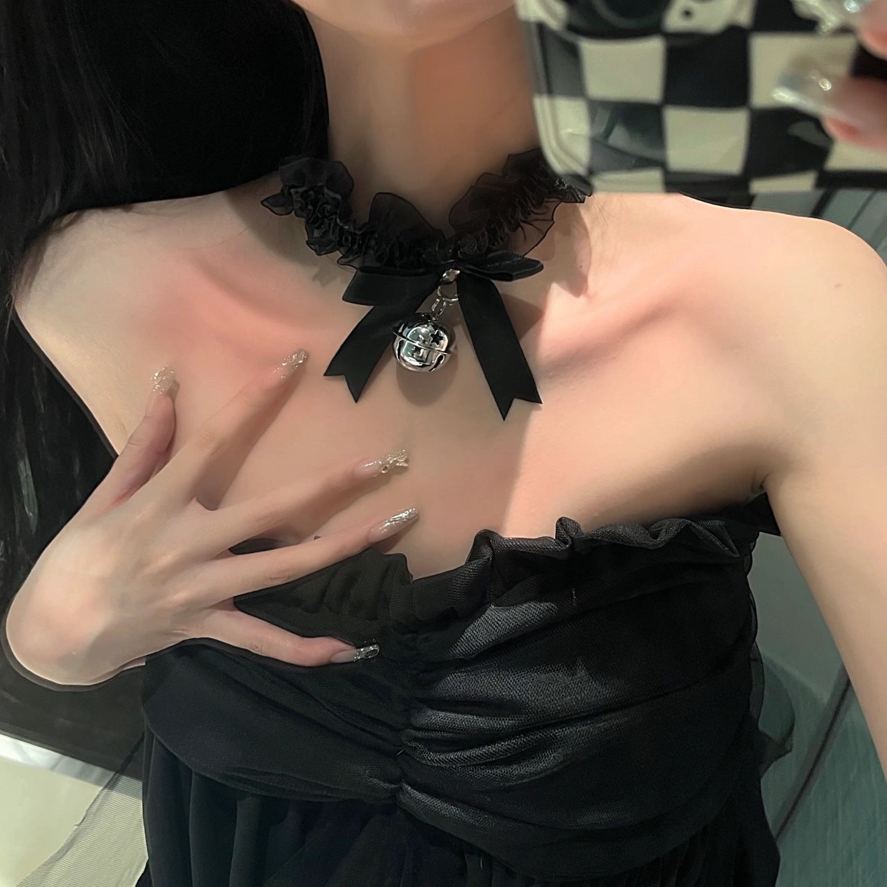 Accessoires de collier de cou pour femme, cloche à nœud en dentelle, colliers de bande