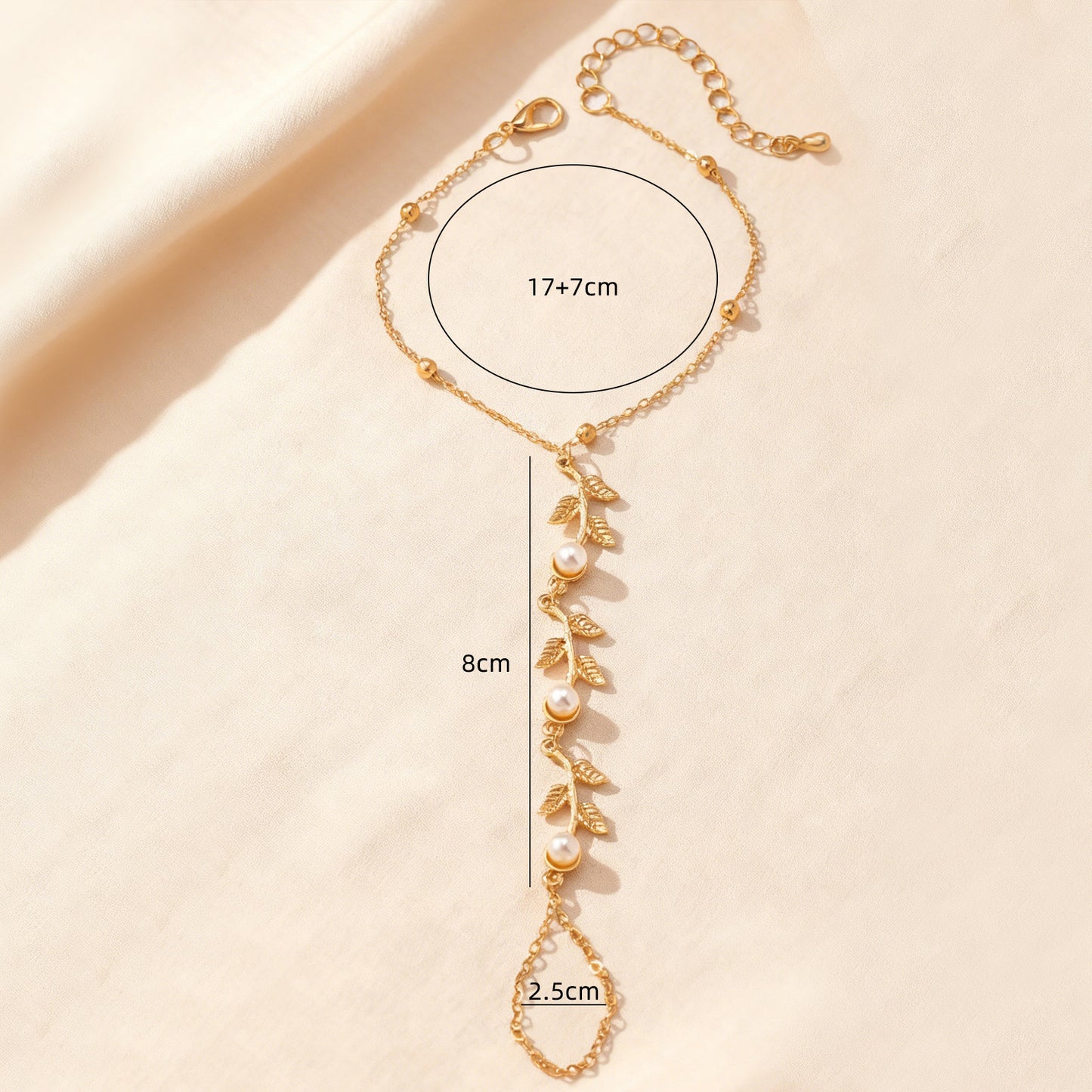 Women's Simple Unique Leaves Imitation Pearl One-piece For To Bracelet