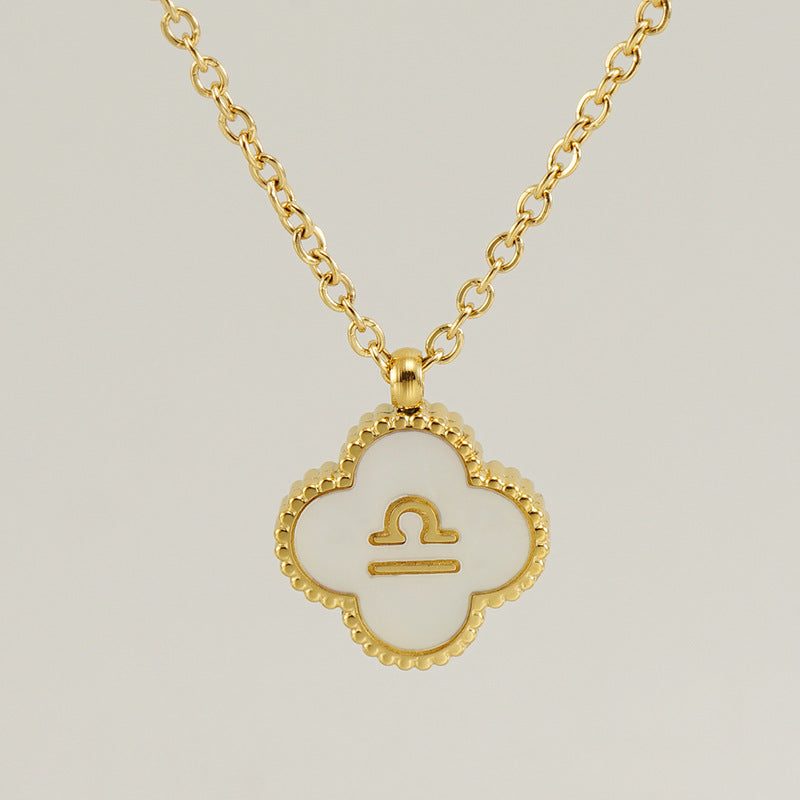 Colliers inoxydables de Constellation de coquille de trèfle en acier titane