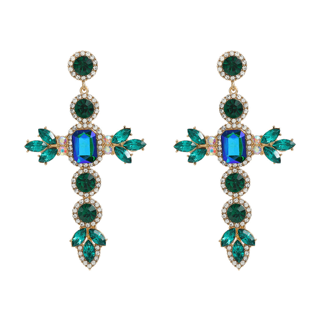 Crystals Full Diamond Cross Eardrops Female Earrings