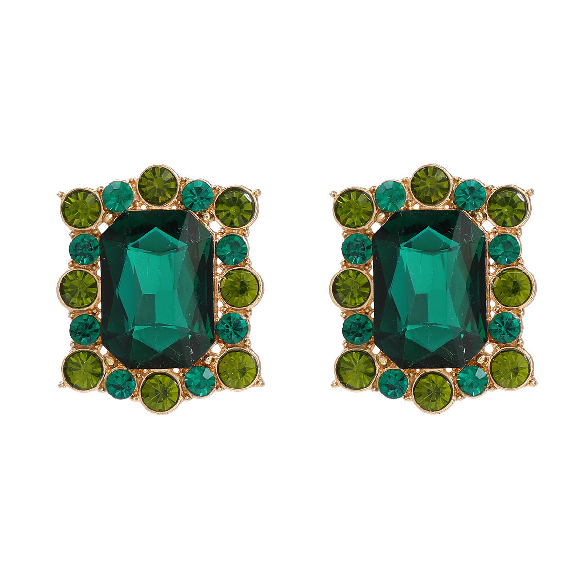 Female Square Glass Drill Ear Party Earrings