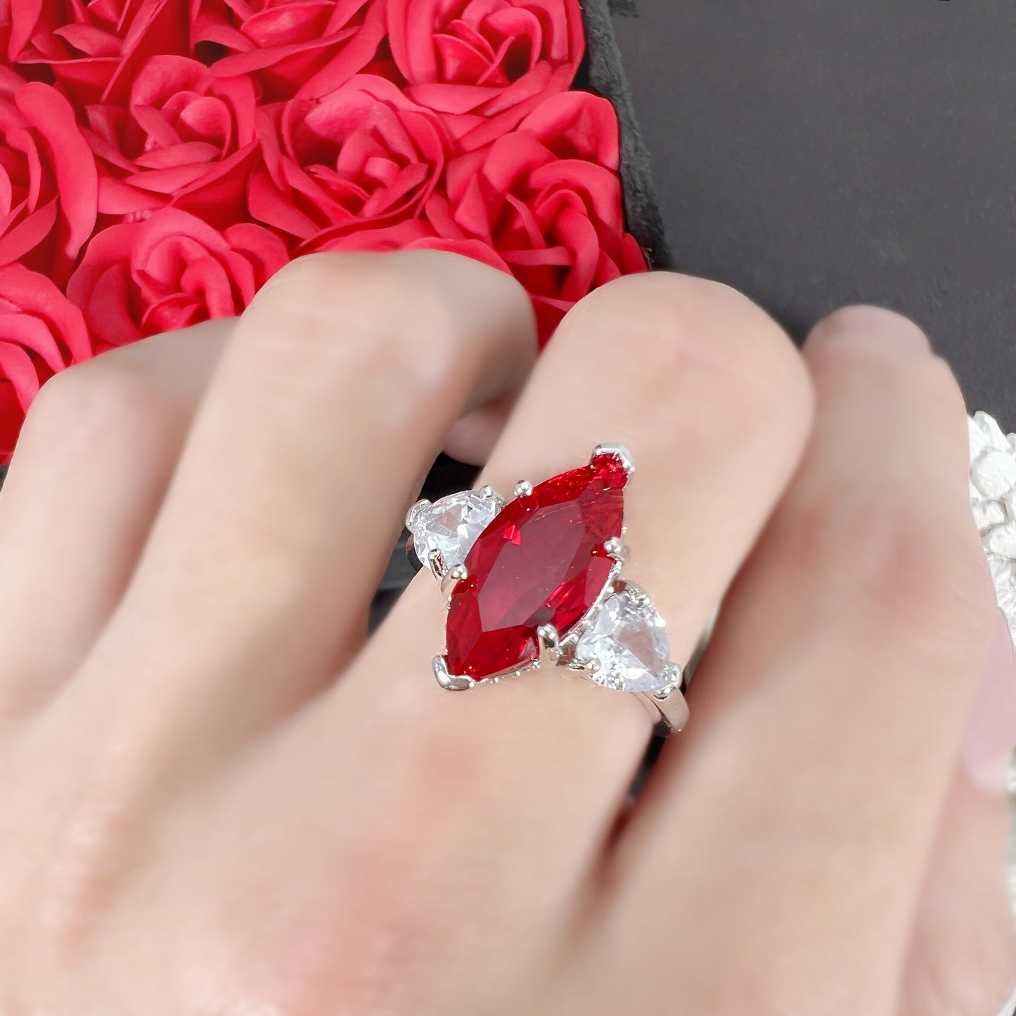 Rhinestone White Gold Plated Fancy Shape Diamonds Rings