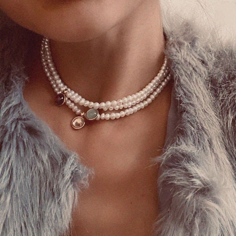 Colliers en pierre porte-bonheur pour femmes, chaîne de clavicule, pierre de naissance