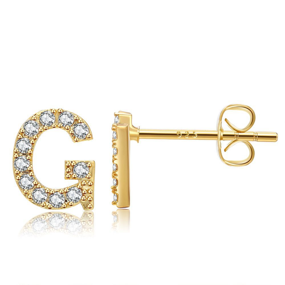 Women's Trend Small Alphabet Letter Brass Gold Earrings