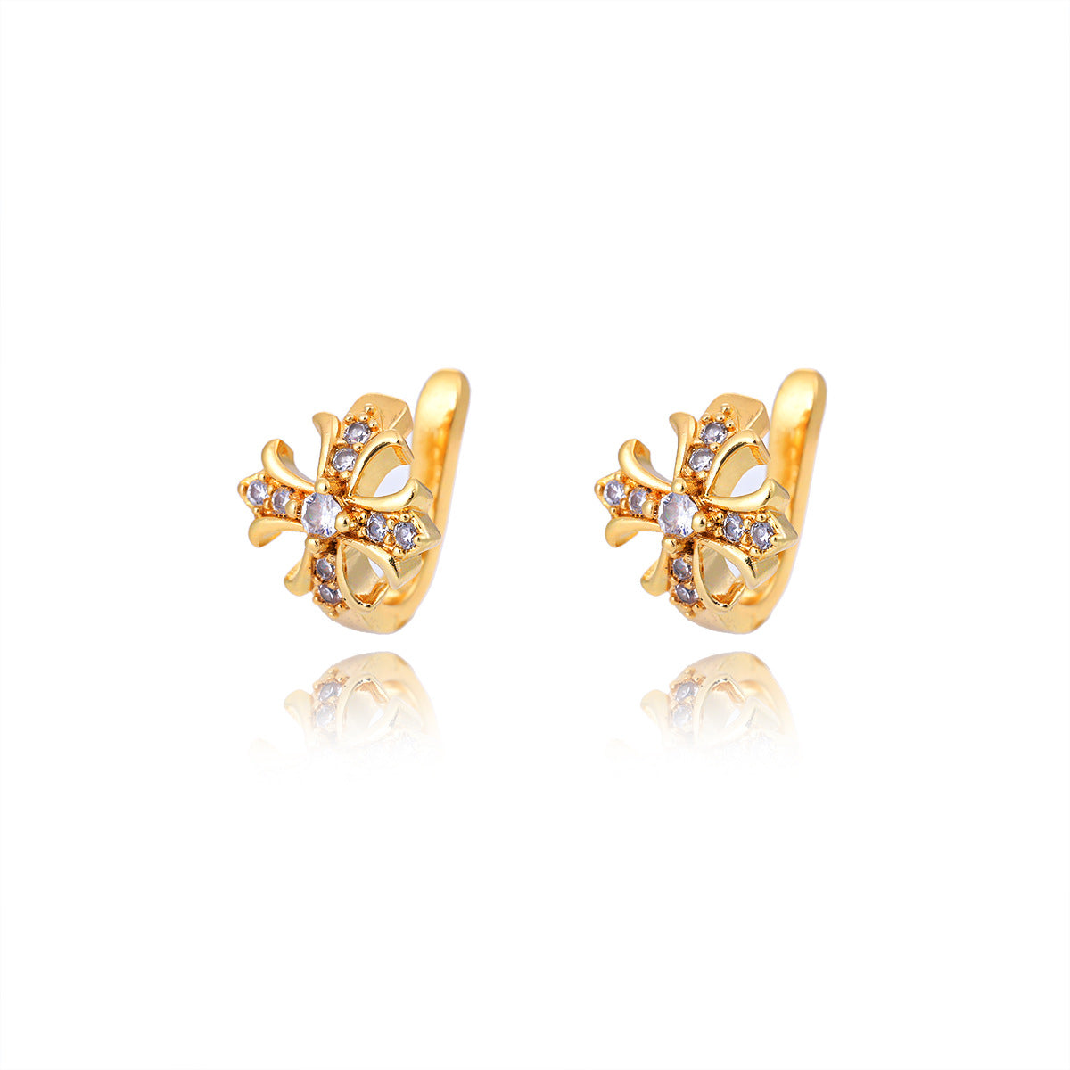 Women's & Men's Flower-de-luce Fashion Trend Zircon Cross High Ear Clip