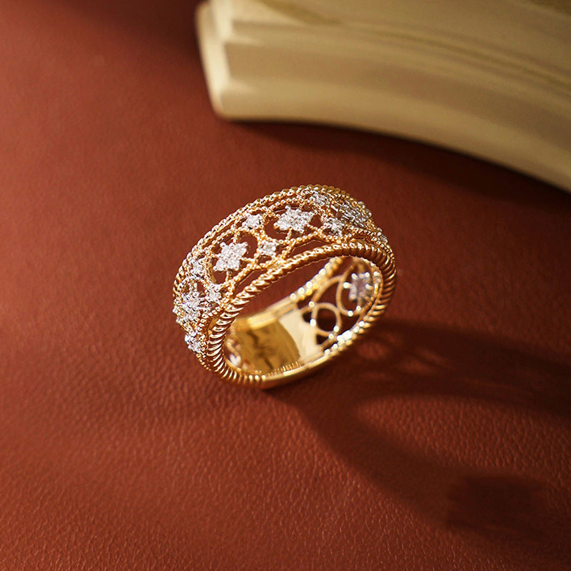 Carved Gold Vintage Court Style Hollow Pattern Rings