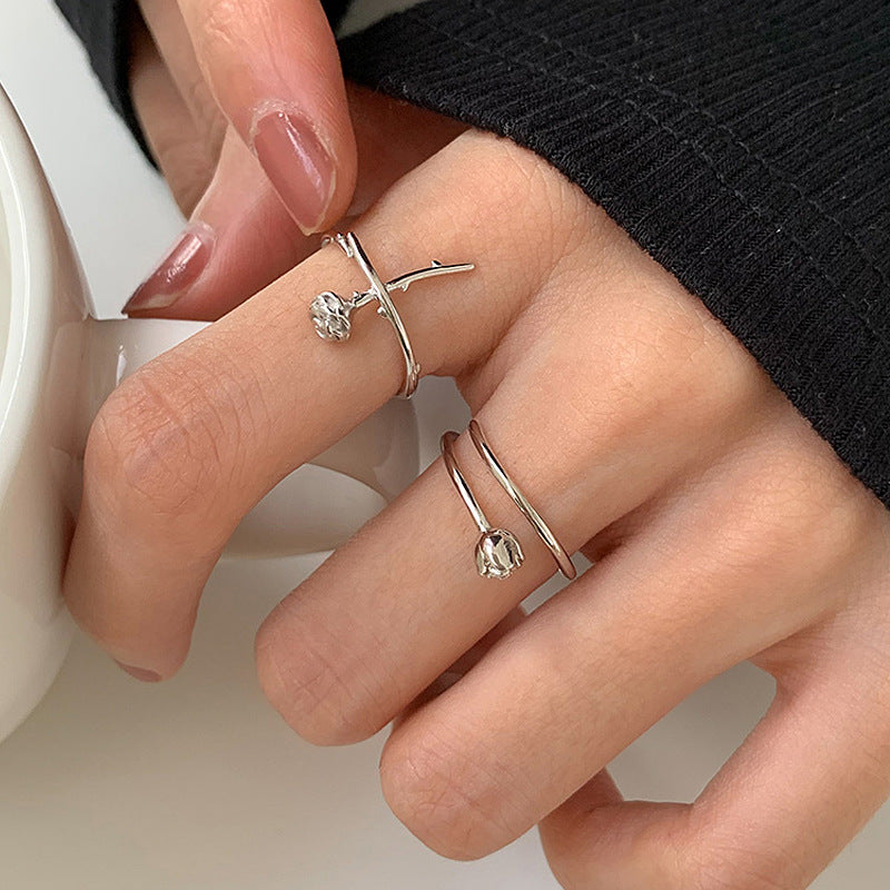 Personalized Retro Style Sweet Design Sense Little Flower Index Rings