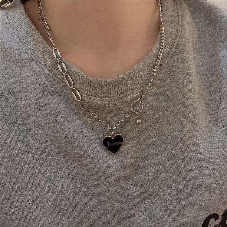 Titanium Steel Female Hip Hop Double Wall Cute Bear Necklaces