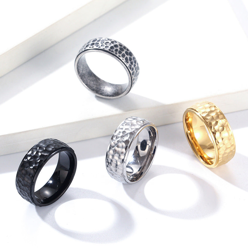 Pattern Moon Pit Titanium Steel Male And Rings
