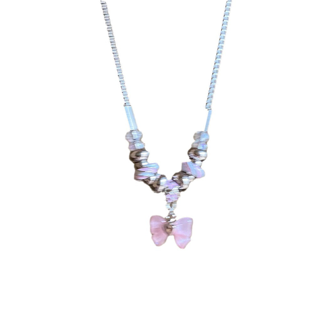 Colliers doux d'été papillon rose violet à la mode