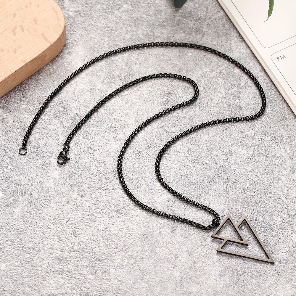 Colliers froids personnalisés géométriques en acier inoxydable avec pendentif triangulaire pour hommes