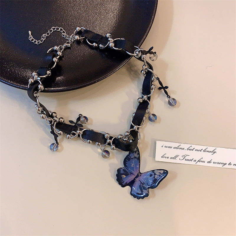 Collier de Niche papillon pour femmes, colliers Punk rétro tendance