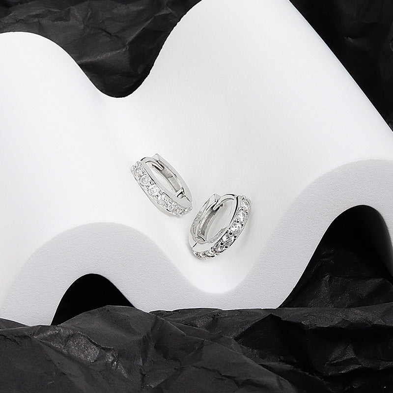 Women's Circle Zircon Single Row Diamond Ear Rings