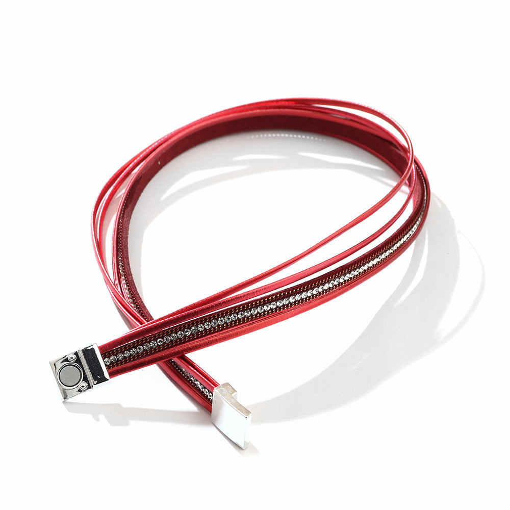 Lederfarbene Strass-Mode-heiße einfache Armbänder