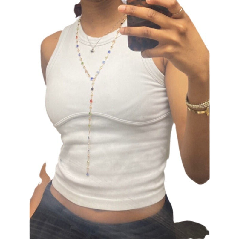 Women's Elegant Colorful Crystal Metal Clavicle Chain Necklace