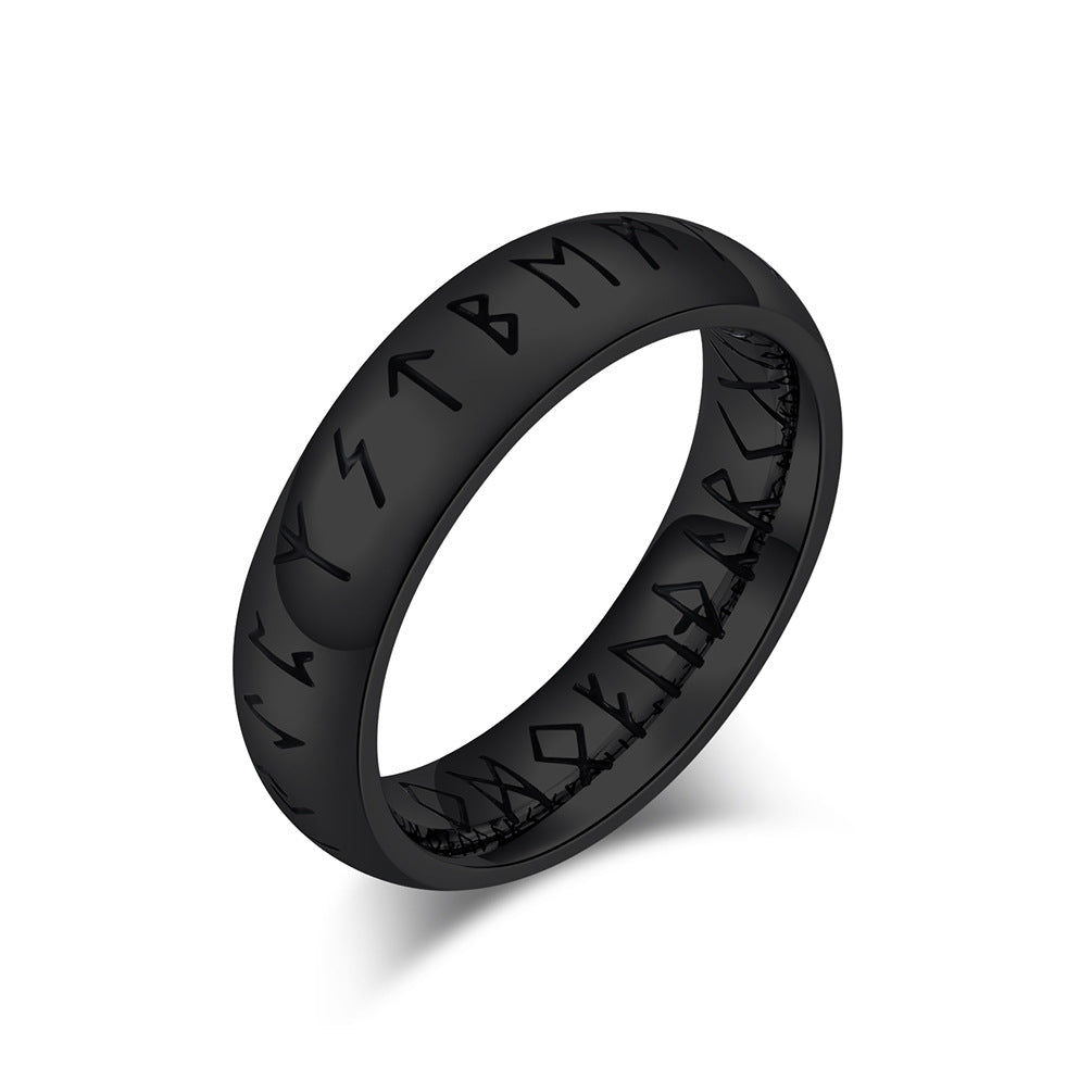 Women's & Men's & Nordic Viking Text Titanium Steel And Unisex Style Wear Rings
