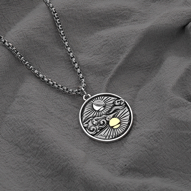 Men's Trendy Unique Ornament Vintage Fashion Imitation Thai Sier Sun Necklaces
