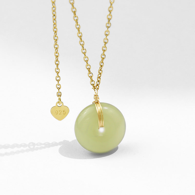 Women's Luxury Minority Jade Ornament Longevity Lock Necklaces