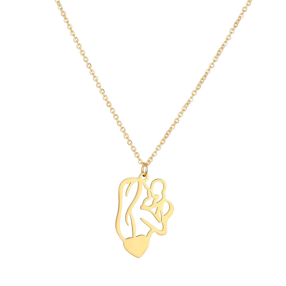 Pendentif en acier inoxydable titane plaqué or colliers mère