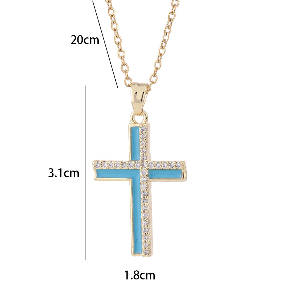 Women's Hip Hop Fashion Cross Oil Dripping Necklaces