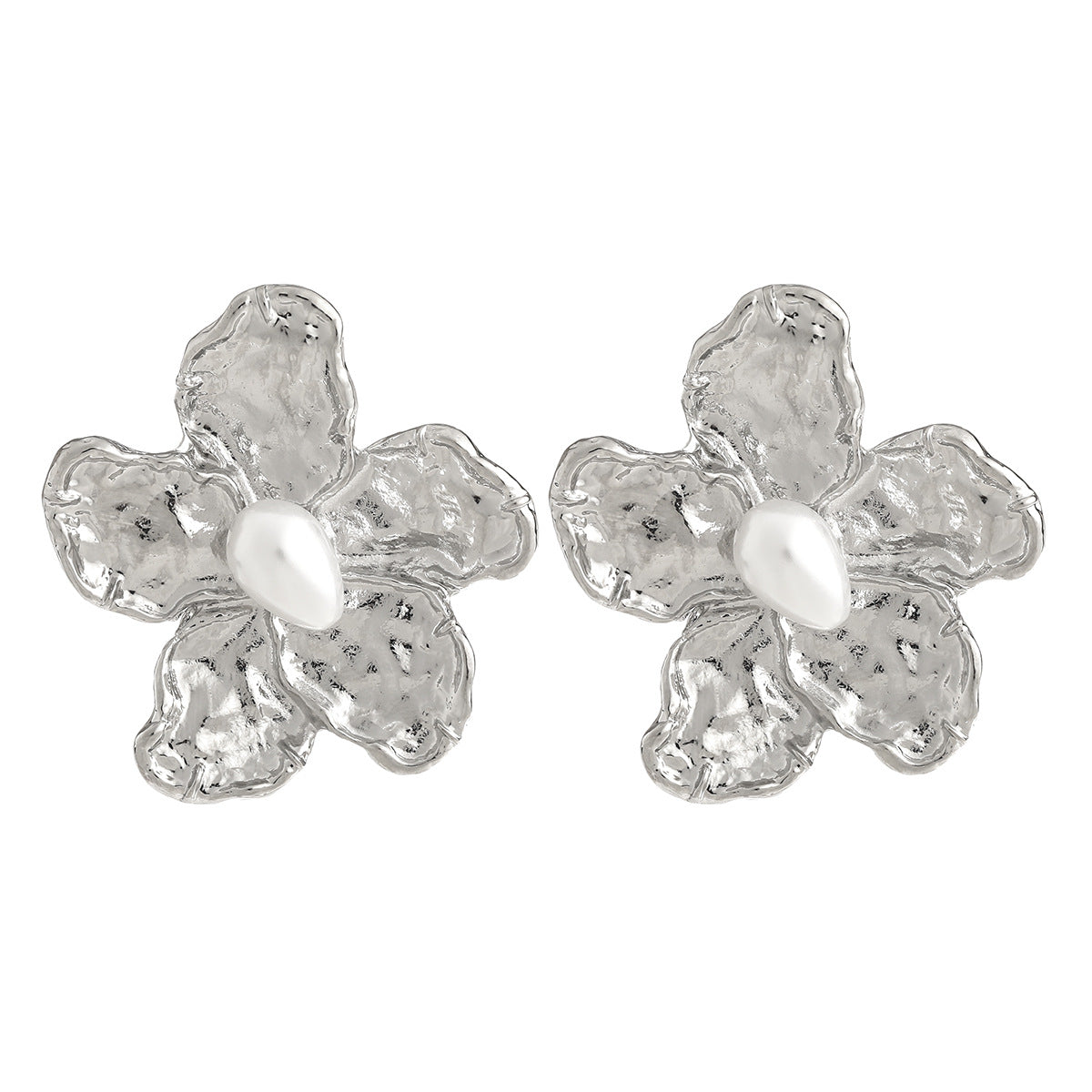 Metal Alloy Flower Female Exaggerated Inlaid Earrings