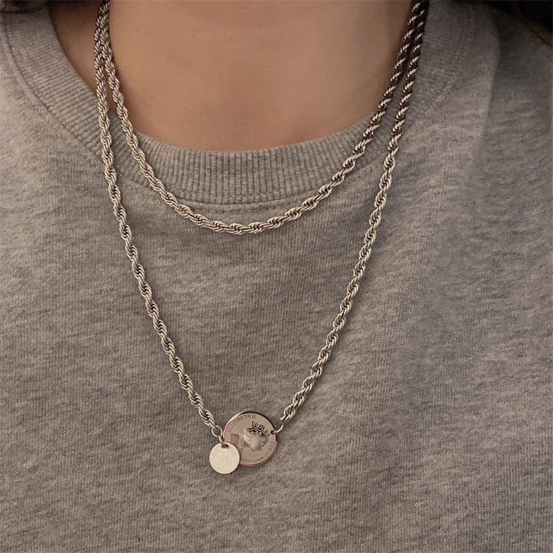 Women's Pendant Titanium Steel Design High-grade Sweater Chain Necklaces