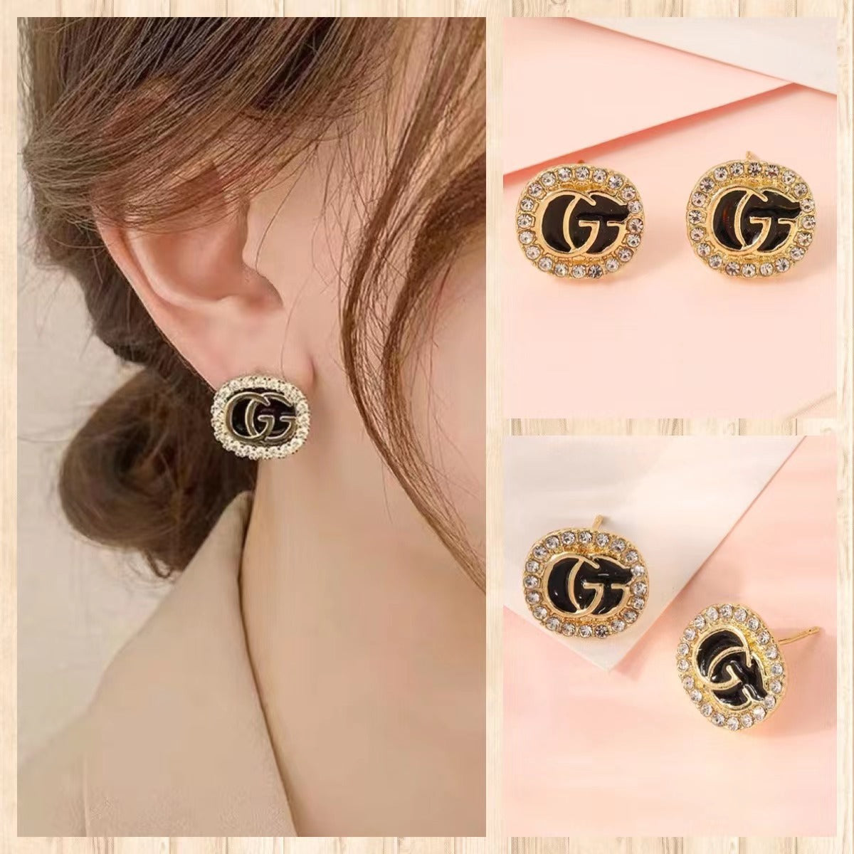 Women's Simple Square Letter High-grade Micro Inlaid Zircon Exquisite Light Earrings