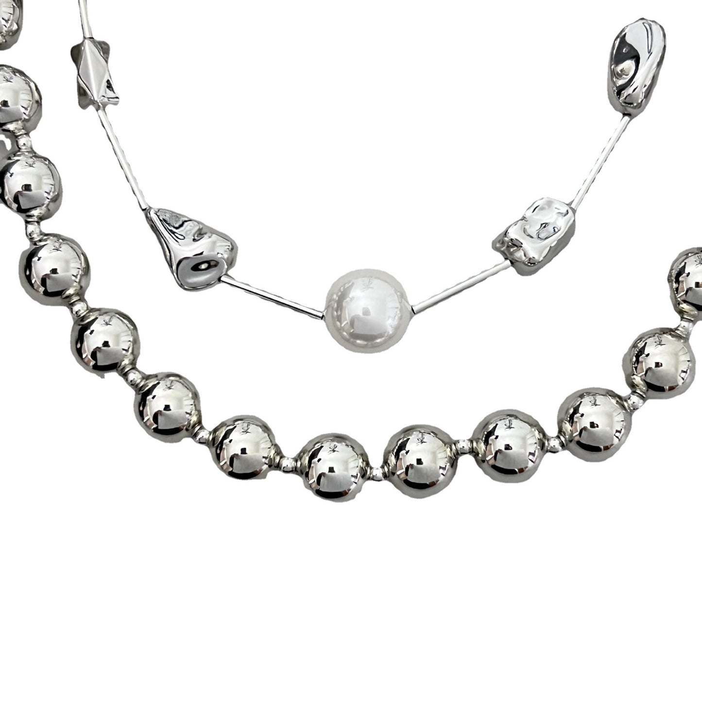 Geometric Brushed Metal Pearl Fashion Temperament Clavicle Necklaces