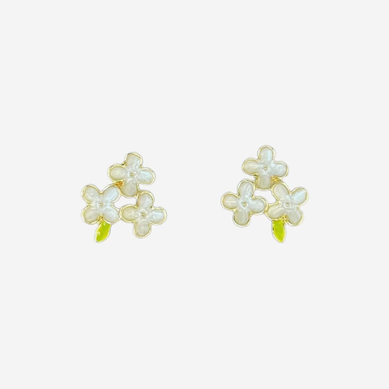 Glaze Flowers Female Sweet Gentle Temperament Earrings