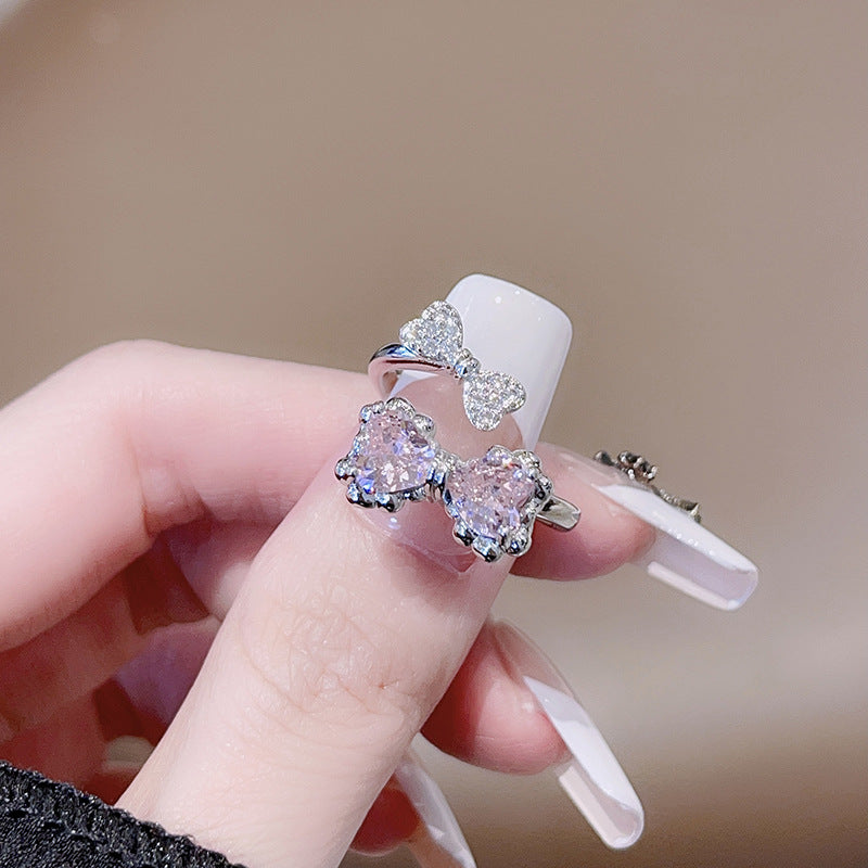 Bow Love Open-End Zirkon Cold Style Persönlichkeit Erschwingliche Ringe