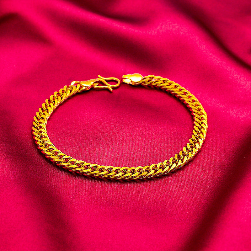 Women's & Men's Imitation Gold Double Buckle Boss Flat Bracelet