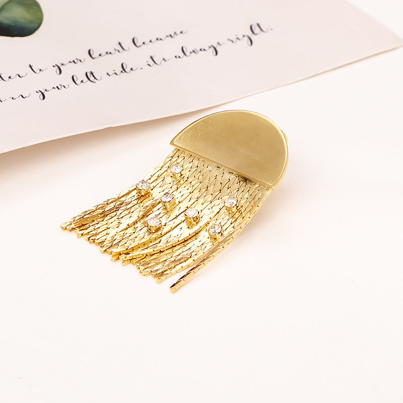 Women's Fashion Personality Semicircle Fringed Zircon Finely Earrings