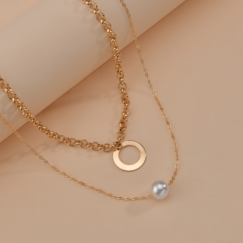 Colliers empilés avec cerceau géométrique et pendentif en perles pour femmes
