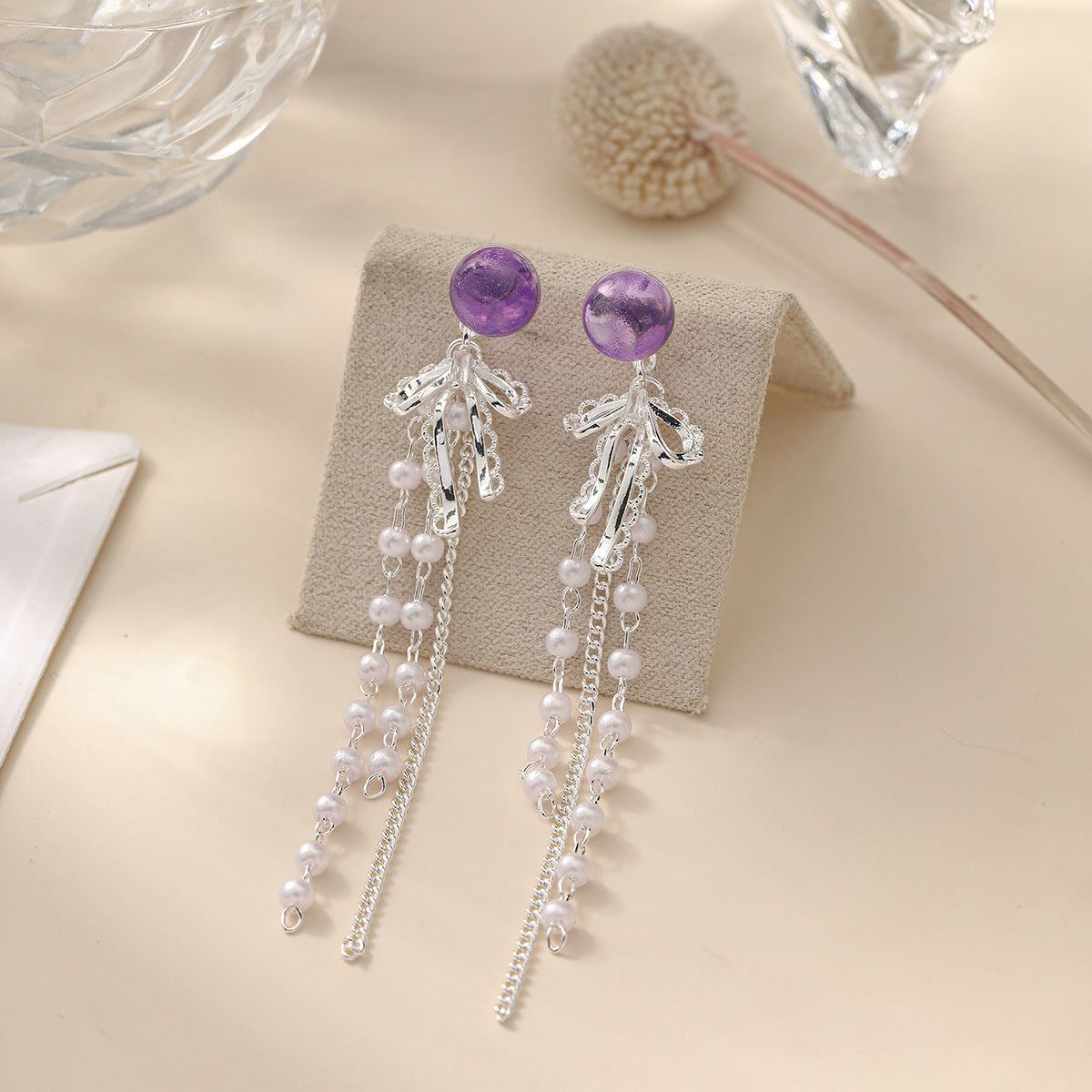 Pearl Tassel Niche Bow Gentle Style Rings