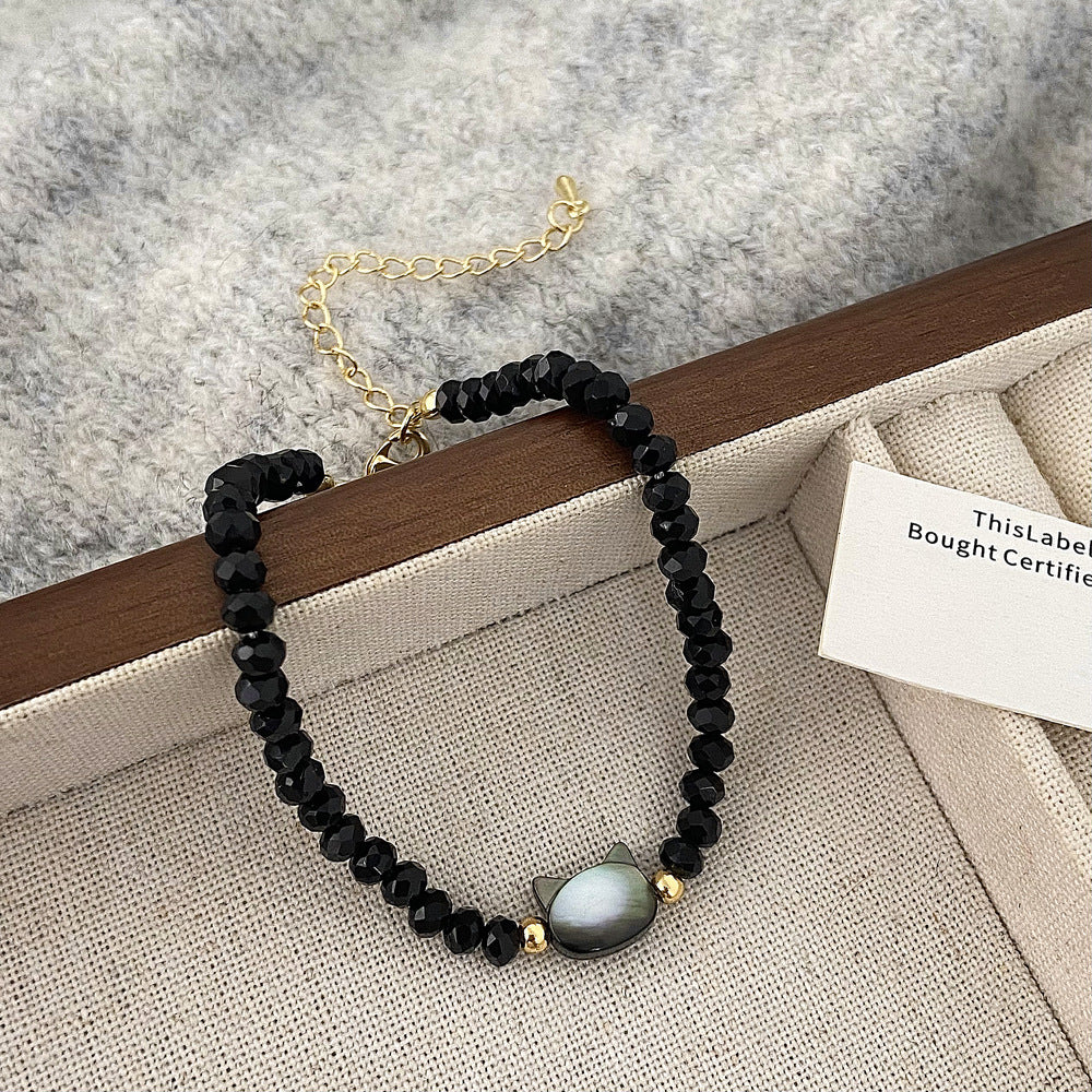 Colliers colorés Kitty en cristal noir de haute qualité à usage quotidien