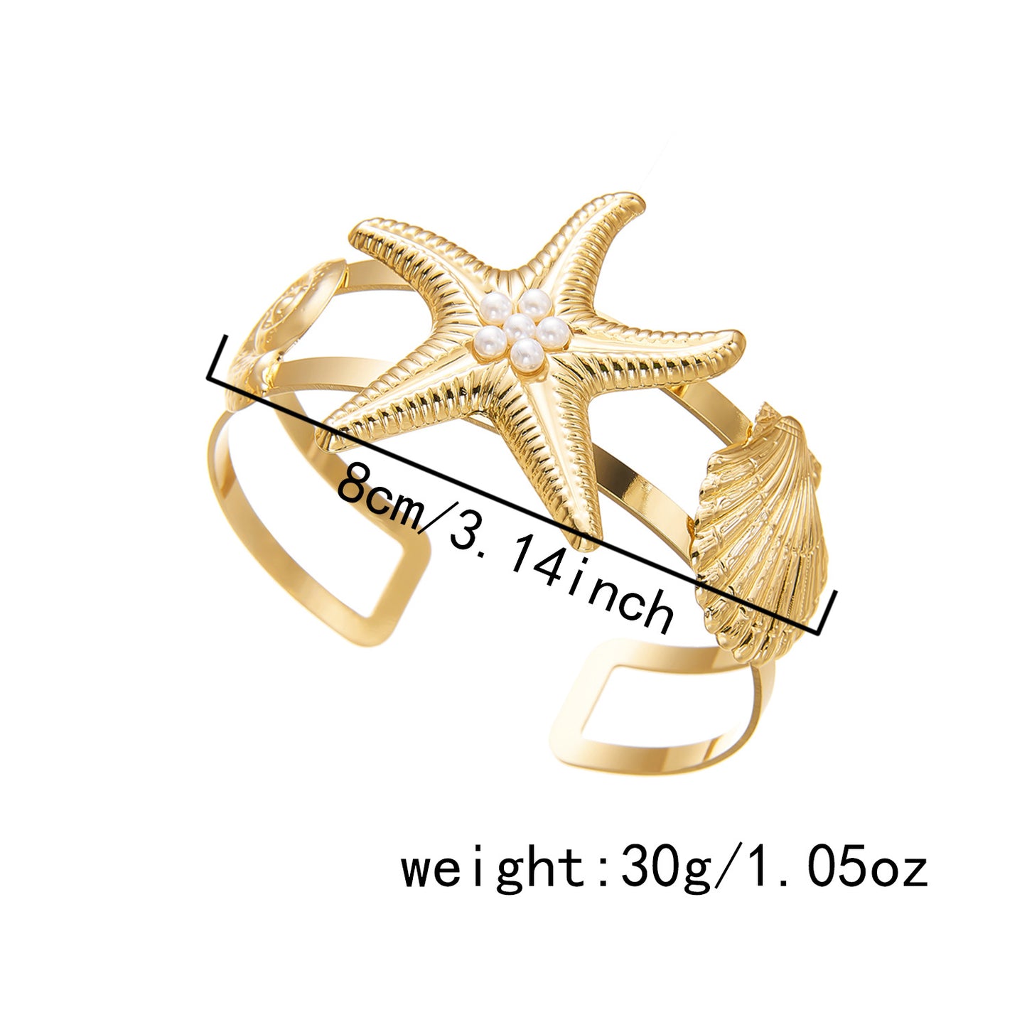 Style Exaggerated Starfish Metal Opening Bohemian Beach Bracelet