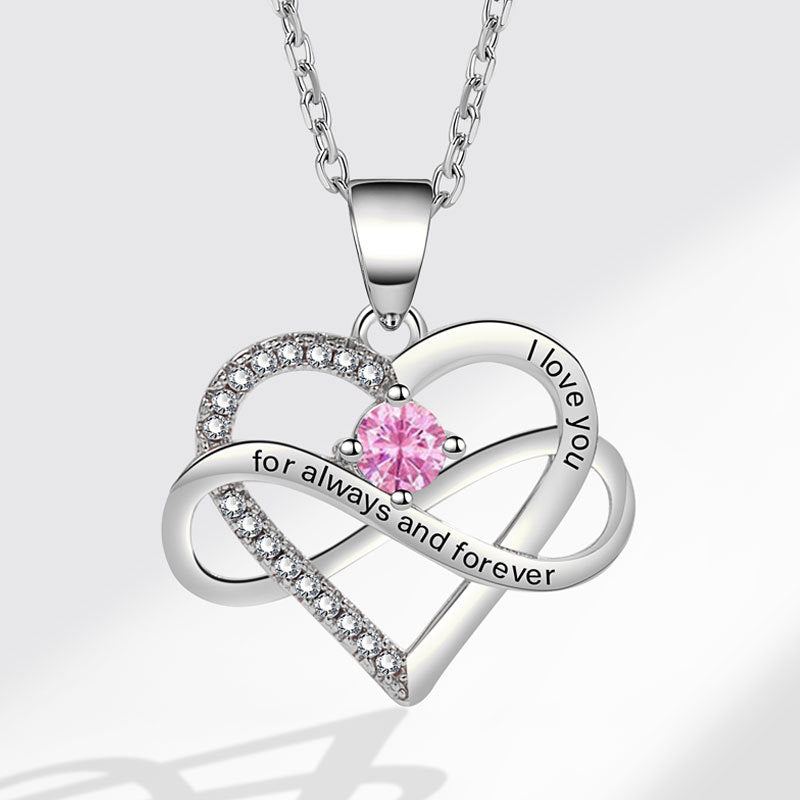 Colliers simples en forme de coeur avec micro incrustation de mode lettrage