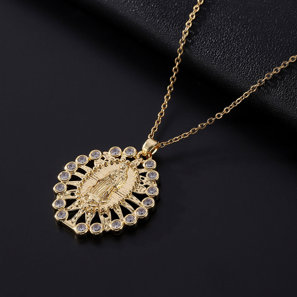 Ornament Vintage Virgin Mary Micro Pendant Necklaces