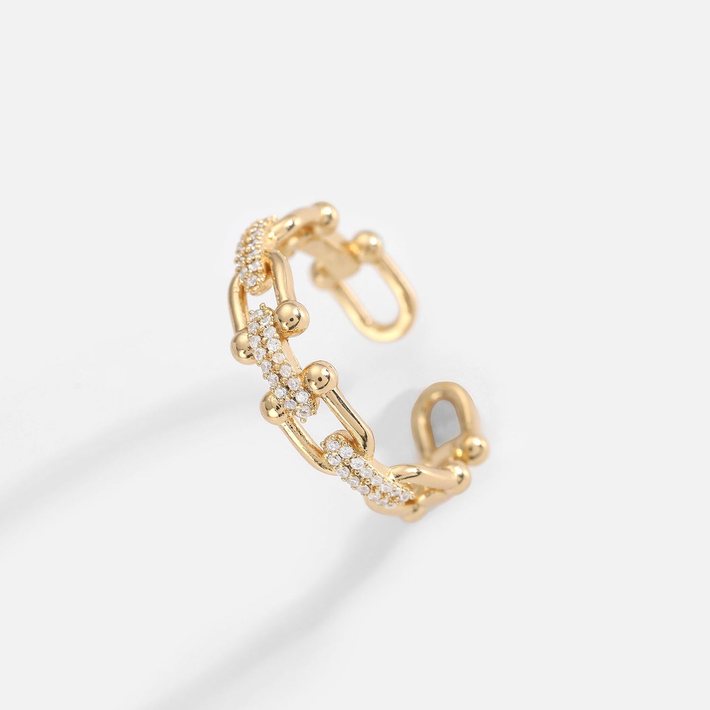 Women's Plated Trinket Brass Strip Zircon Jewelry Shiny Rings