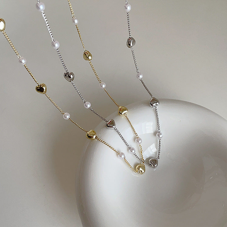 Heart Pearl Female Niche Retro Personality And Necklaces