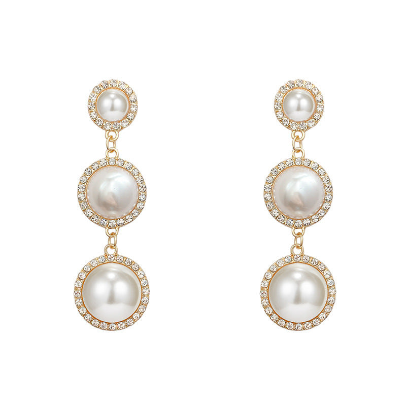 Women's Unique Design Exaggerated Geometry Cold Style Elegant Pearl Refined Earrings
