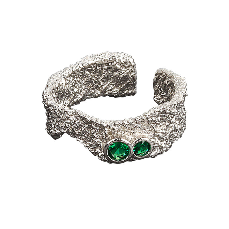 Niche Design Texture Irregular Surface Zircon Temperament Rings