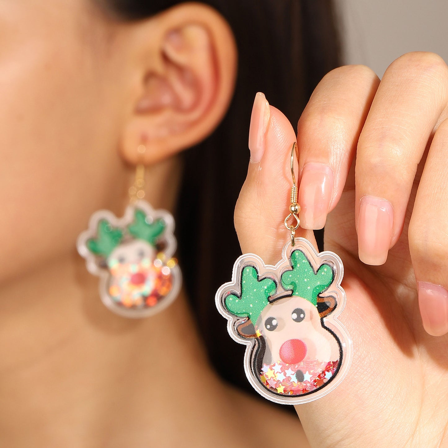 Female Sweet Cute Santa Tree Cartoon Earrings