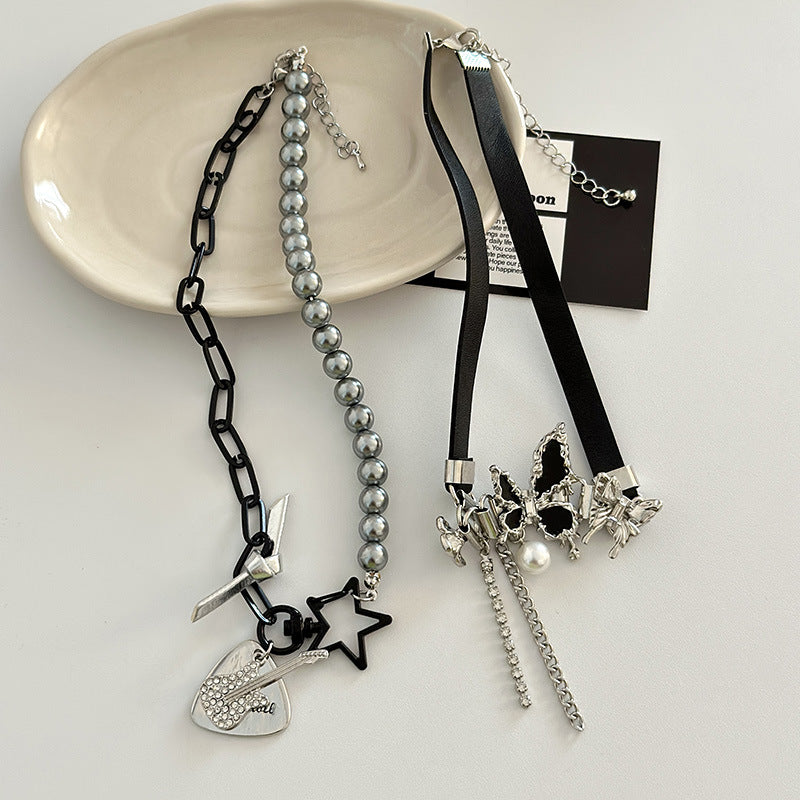 Colliers de clavicule papillon noir tendance pour femmes