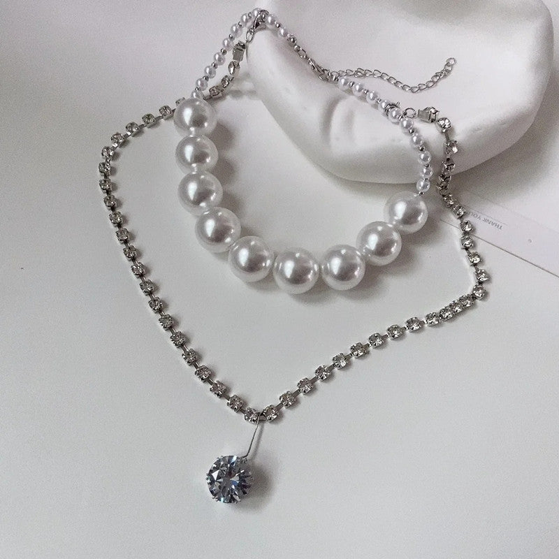 Women's Design High-grade Fashion Pearl Zircon Classic Style Fashionable Necklaces